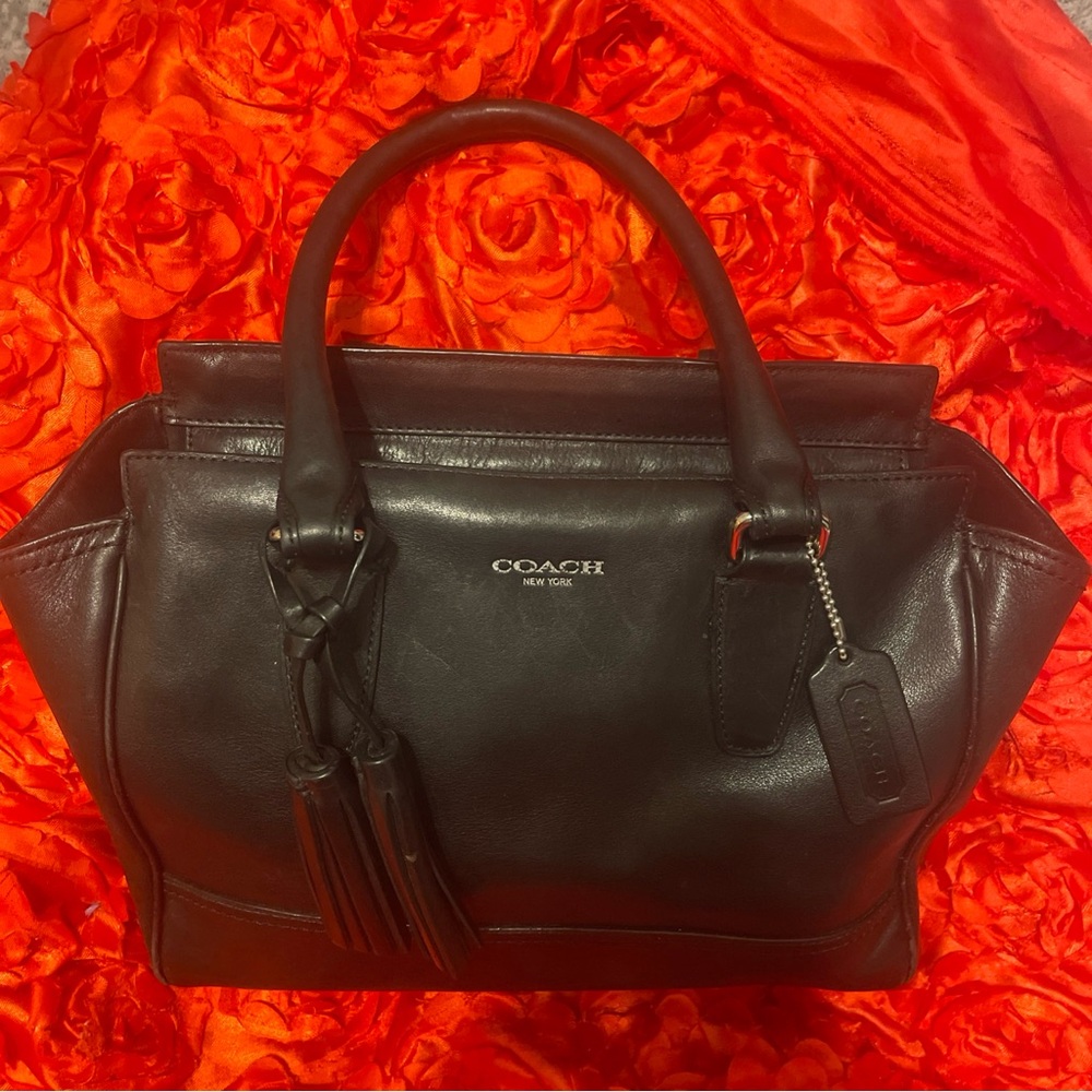 Coach Legacy Candace Carryall Black Leather Shoulder Bag with Tassel D1273-19890